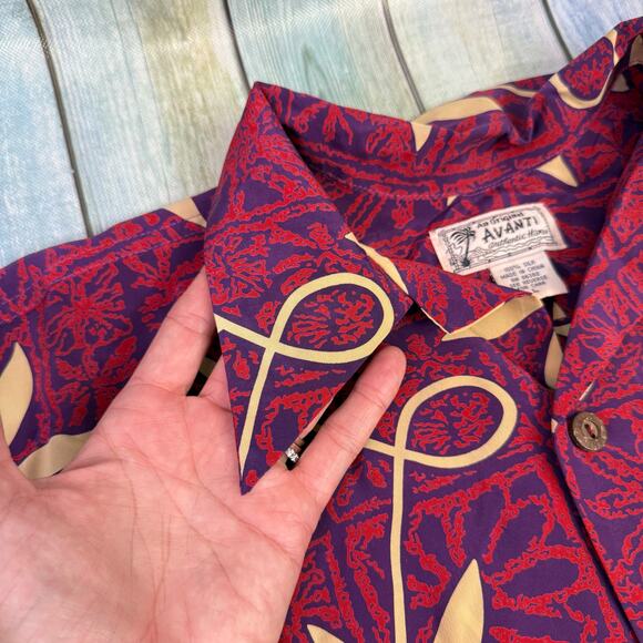 AVANTI Blue Hawaii Elvis Presley Silk Tropical Shirt Large Aloha Vintage Tiki - Picture 7 of 9